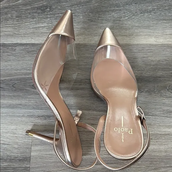 Paolo Metallic Slingback Heels Pointed toe Pump (Missing Ankle Strap)
