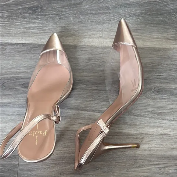 Paolo Metallic Slingback Heels Pointed toe Pump (Missing Ankle Strap)