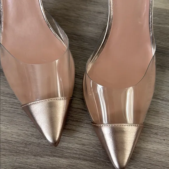 Paolo Metallic Slingback Heels Pointed toe Pump (Missing Ankle Strap)