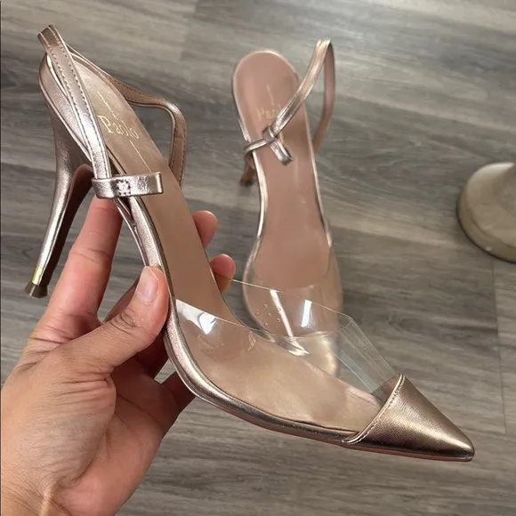 Paolo Metallic Slingback Heels Pointed toe Pump (Missing Ankle Strap)