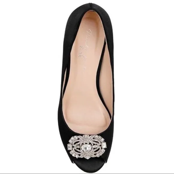 Paradox London Pink Prunella Crystal Embellished Pointed Peep Toe Heels