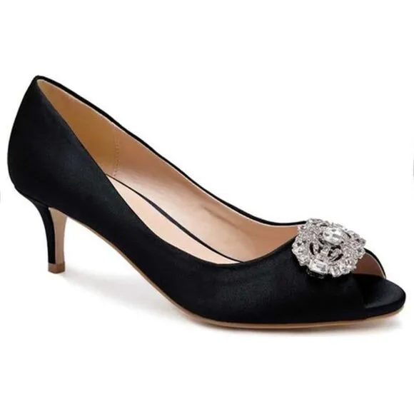 Paradox London Pink Prunella Crystal Embellished Pointed Peep Toe Heels
