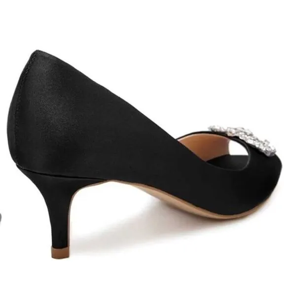 Paradox London Pink Prunella Crystal Embellished Pointed Peep Toe Heels