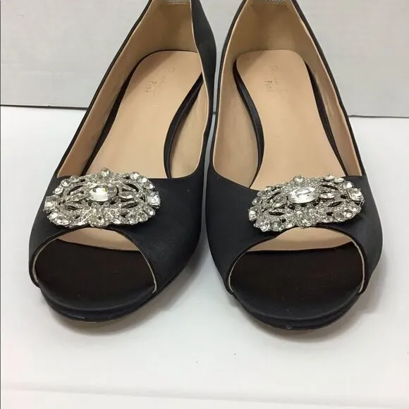 Paradox London Pink Prunella Crystal Embellished Pointed Peep Toe Heels