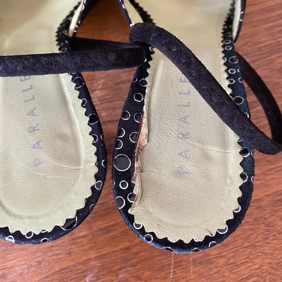 Parallele 6.5 Pointed Toe Silver Polka Dot Graphic Kitten Heels Slingback France
