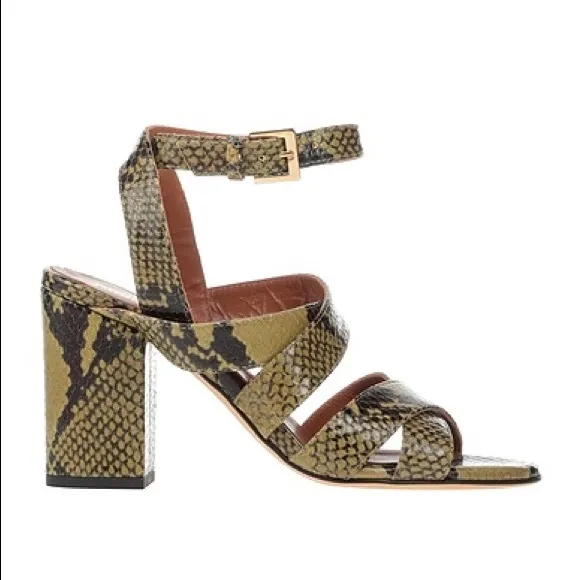 Paris Texas olive green snakeskin effect sandals size 39 EU