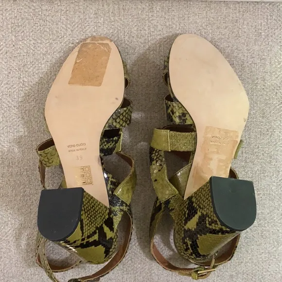 Paris Texas olive green snakeskin effect sandals size 39 EU
