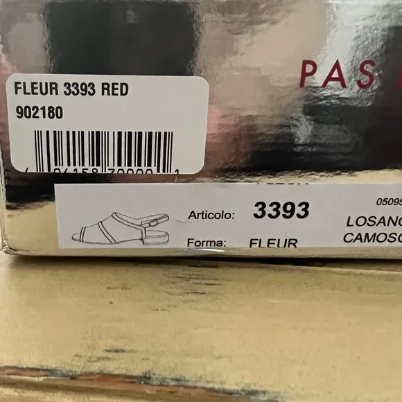 Pas De Rouge “Fleur” Red Back Strap Mules