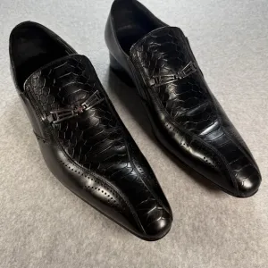 Pasquale Alborino Italian Oxfords Men's Black Leather Dress Shoes Size 43