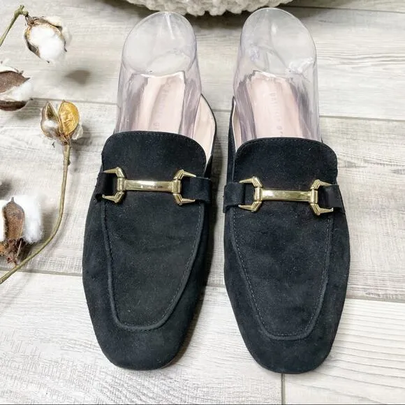 Patricia Green Sorrento Suede Horse Bit Slip On Mules Black Size 10M