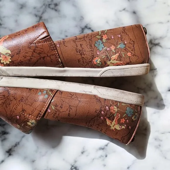 Patricia Nash Shoes Women 6.5 Nude Pointed Toe Leather Floral Boho Cottage Brown
