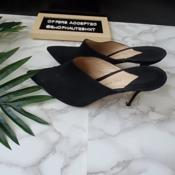 Paul Andrew Certosa Black Pointed Toe Stilletto Mules