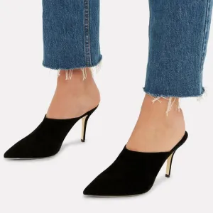 Paul Andrew Certosa Black Pointed Toe Stilletto Mules