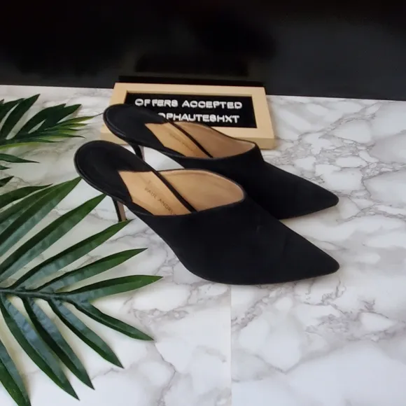 Paul Andrew Certosa Black Pointed Toe Stilletto Mules