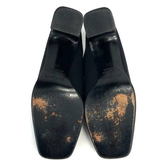 PAUL GREEN BLACK SQUARE TOE BLOCK HEEL MULE