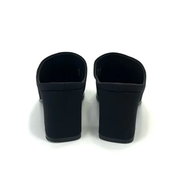 PAUL GREEN BLACK SQUARE TOE BLOCK HEEL MULE