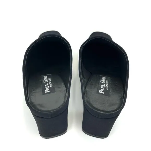 PAUL GREEN BLACK SQUARE TOE BLOCK HEEL MULE
