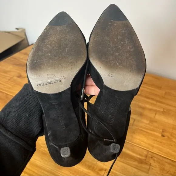 Paul Green Justeen Black Suede Ghillie D’orsay Mary Jane Tie Heels Size 7