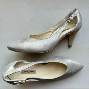Paul Green Metallic Leather Pointed Toe Heels Women’s Size UK 4.5 US 6.5 - 7