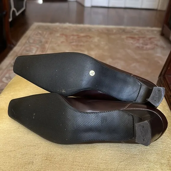 PAUL GREEN München Women's Brown Leather Pointed Square Toe Pumps Heels