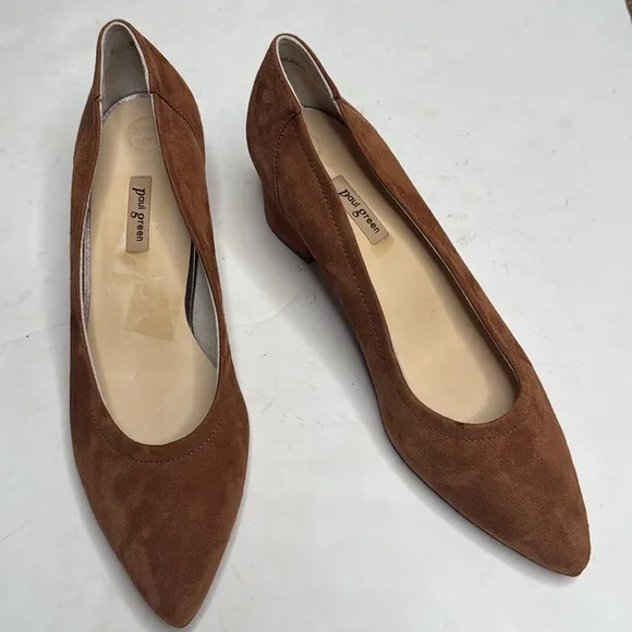 Paul Green Suede Yvette Pointed Toe Pumps in SAMTZIEGE TOFFEE Heels S-288 Sz 7
