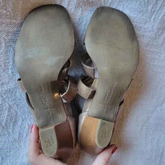 Paul Green Tan Beige Patent Leather Strappy Heeled Buckle Sandals US 9.5 UK 7