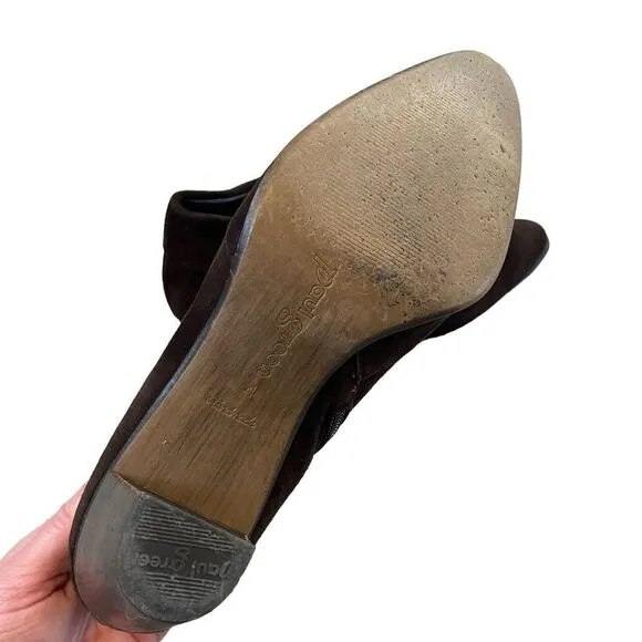 PAUL GREEN Ankle Booties Boots Suede Leather Brown Pointed Zip-Up