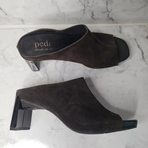Pedro Garcia nobby brown leather open toe heeled mules slip on size 6= 36