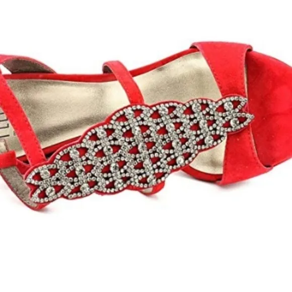 “PELLE MODA” Fiby Suede Rhinestone Strappy Heels