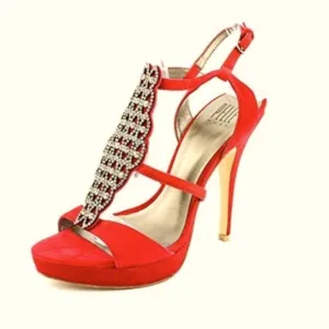 “PELLE MODA” Fiby Suede Rhinestone Strappy Heels