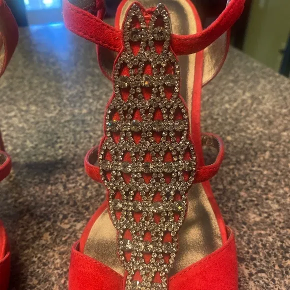 “PELLE MODA” Fiby Suede Rhinestone Strappy Heels