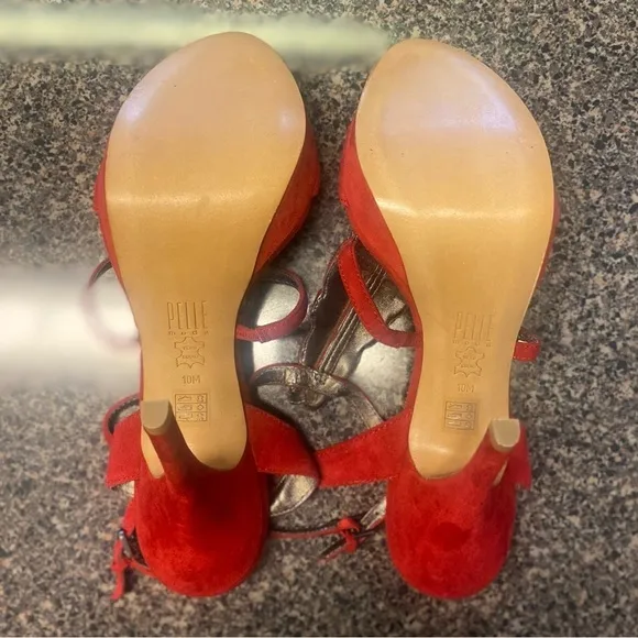 “PELLE MODA” Fiby Suede Rhinestone Strappy Heels