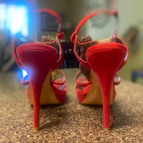 “PELLE MODA” Fiby Suede Rhinestone Strappy Heels