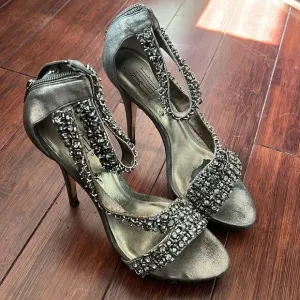 Pelle Moda Womens Heels - Size 8 Grey Heel - Strappy High Heel - Great Condition