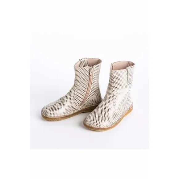 PePe Stars Girls Sz 23 / 7-7.5 White Gold Boutique Short Boots Shoes ITALY NEW