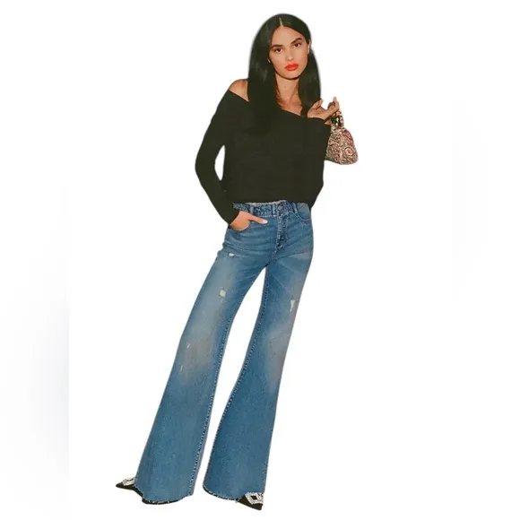 Pilcro The Supermodel High-Rise Flare JeansMedium Wash Blue Cotton Size 26 NWT