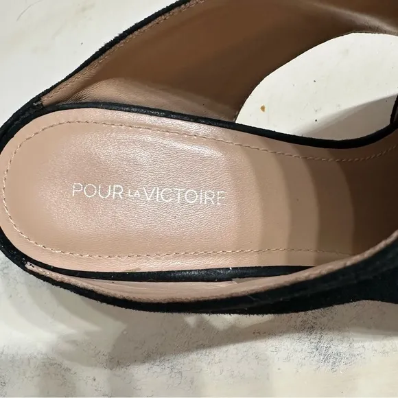 Pour La Victoire Black Mules with Elegant Cut-Out