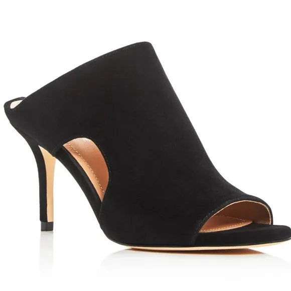 Pour La Victoire Black Mules with Elegant Cut-Out