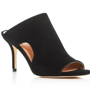 Pour La Victoire Black Mules with Elegant Cut-Out