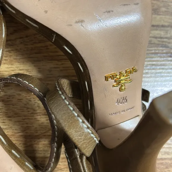 PRADA Brown Strappy Women's Heels Size 10.5