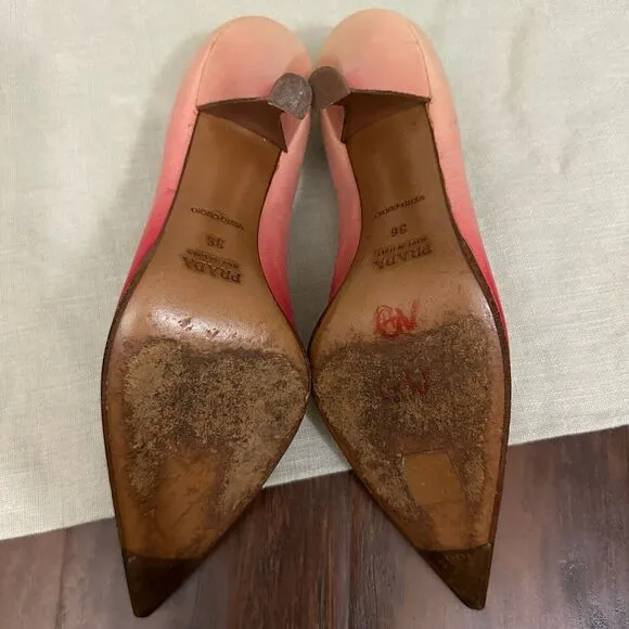 PRADA Capretto Pumps Pink Ombre Leather Pointed Heels Stiletto