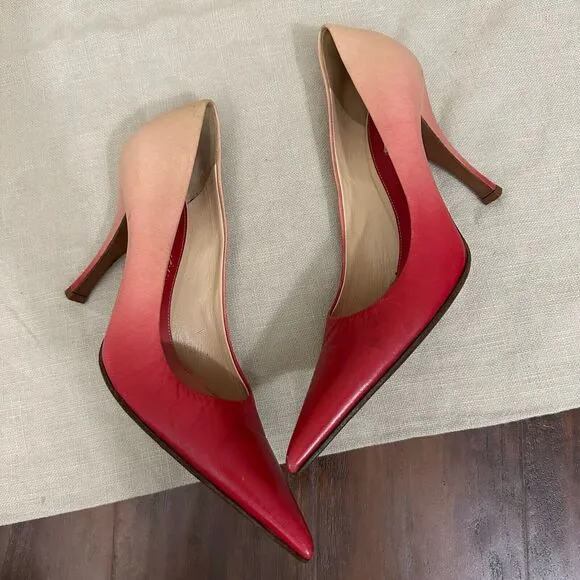 PRADA Capretto Pumps Pink Ombre Leather Pointed Heels Stiletto