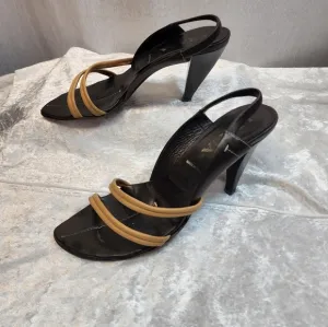 Prada Leather Strappy Slingback Heels Size 39 US 9 made in Italy  🇮🇹