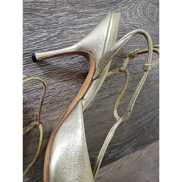 Prada Stiletto Heels Gold Leather Strappy Slingback Greek Goddess 39 EU / 9 US