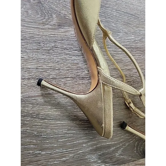 Prada Stiletto Heels Gold Leather Strappy Slingback Greek Goddess 39 EU / 9 US