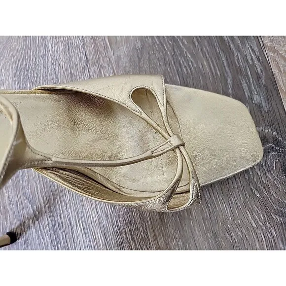 Prada Stiletto Heels Gold Leather Strappy Slingback Greek Goddess 39 EU / 9 US