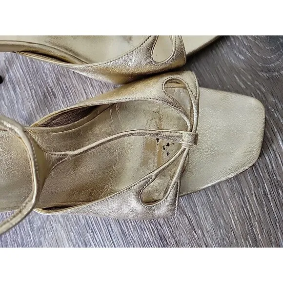 Prada Stiletto Heels Gold Leather Strappy Slingback Greek Goddess 39 EU / 9 US
