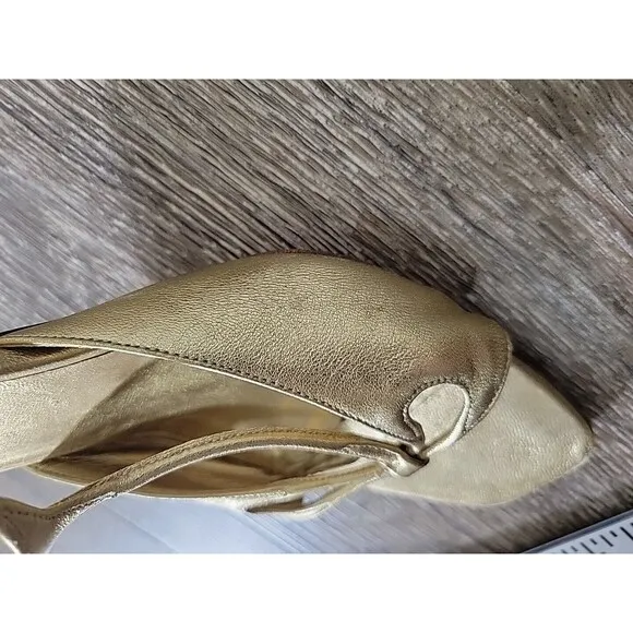 Prada Stiletto Heels Gold Leather Strappy Slingback Greek Goddess 39 EU / 9 US