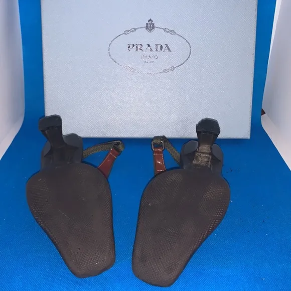PRADA vintage square toe mules. Size IT 36 Super trendy sculptural heel