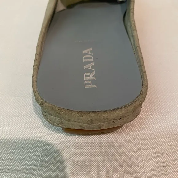 Prada Women's Animal Print Gray Suede Mules Slides Flats Size EU 38 US 8